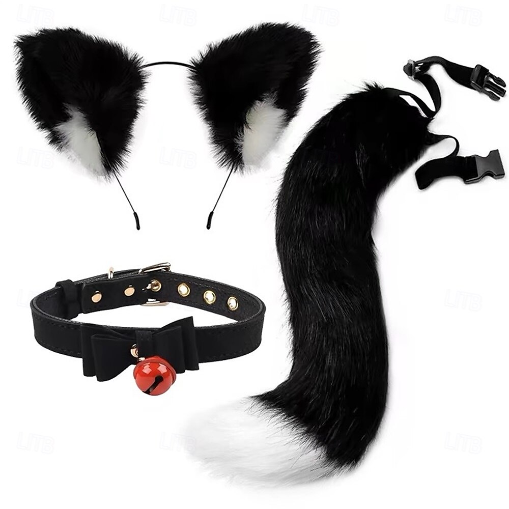 Conjunto de faixa de cabeça com orelhas de gato e cauda feito à mão – acessórios fofos para cosplay de gatinha, orelhas e cauda de animais para Halloween, festa e fantasias de 2025 por $20.62 –P4