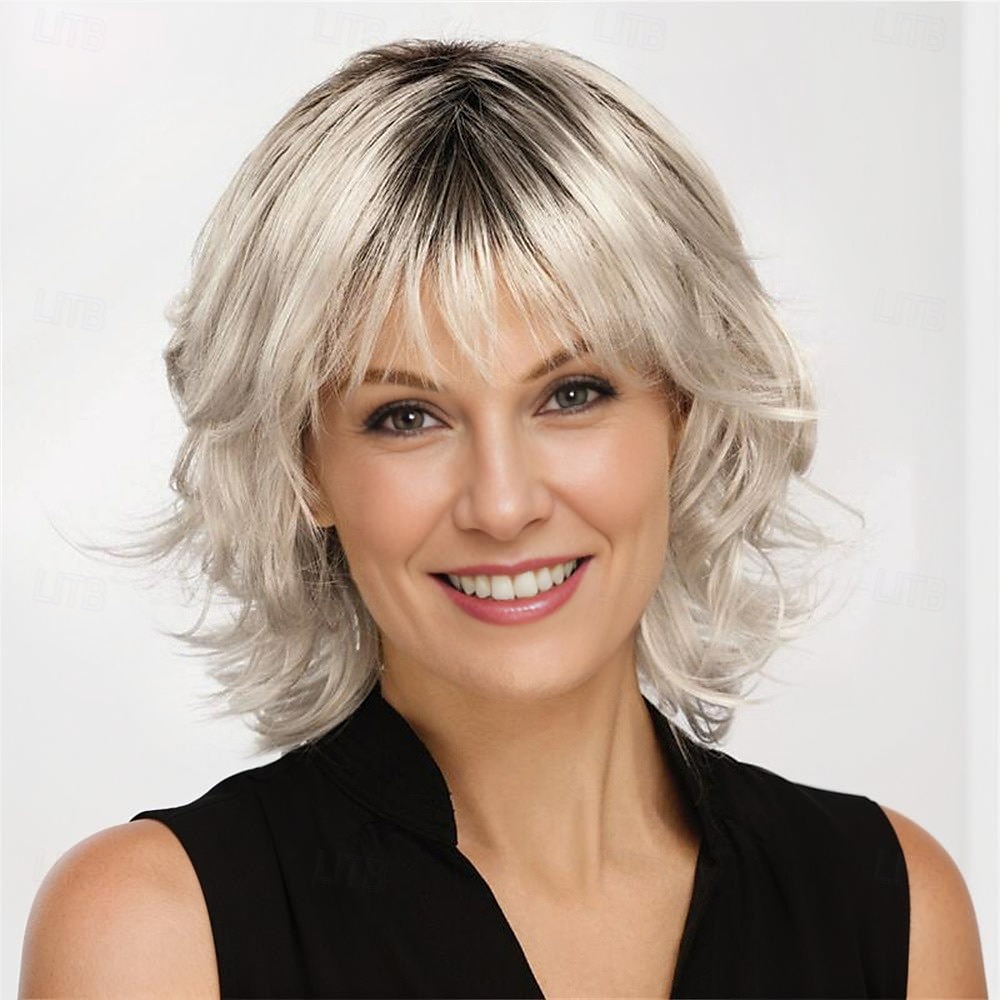 Synthetische Perücken Locken Mit Pony Maschinell gefertigt Perücke Kurz A1 Synthetische Haare Damen Weich Modisch Einfach zu tragen Blond 2025 - $18.99 –P2
