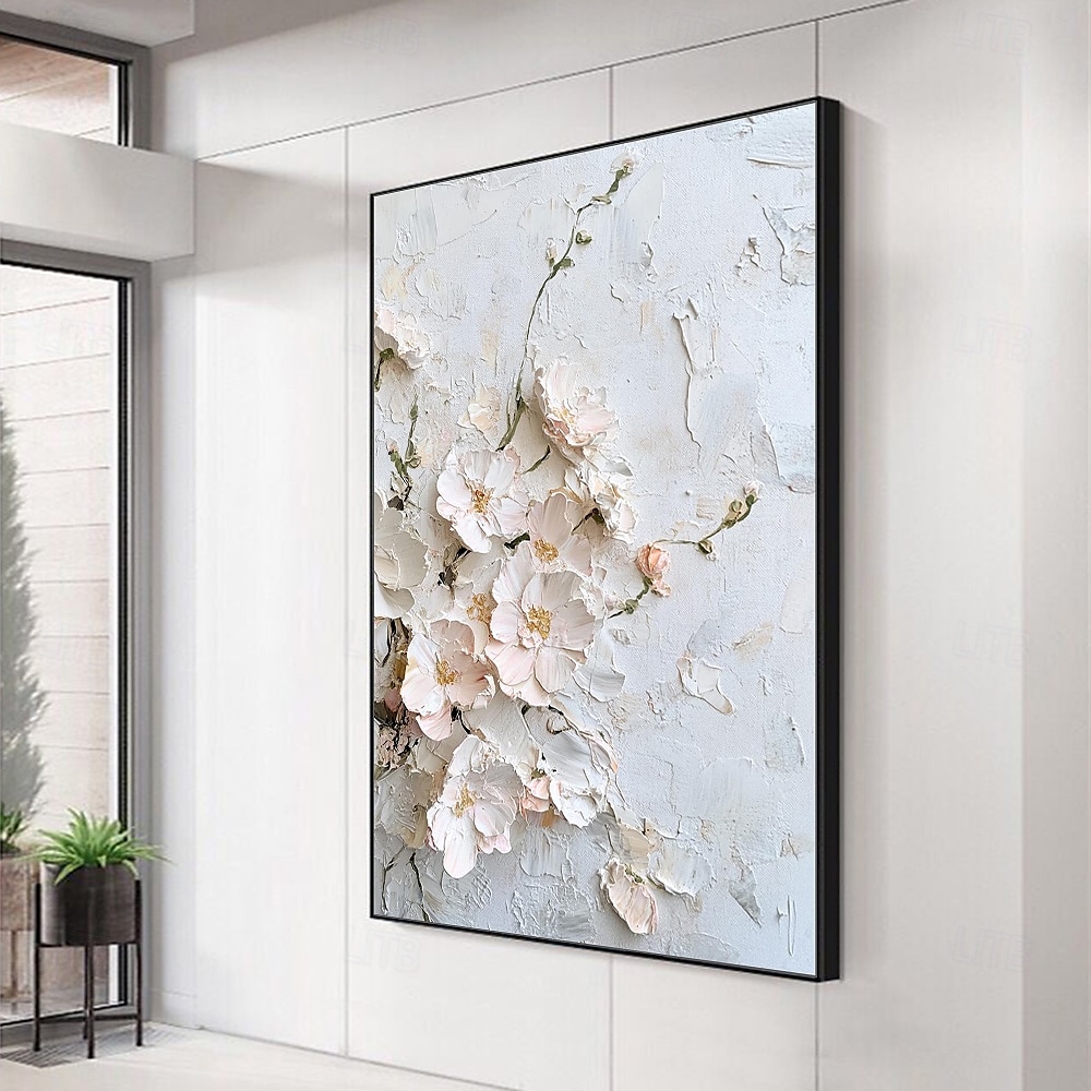 Mintura pinturas a óleo em tela com textura 3D feitas à mão, arte de parede, decoração, moderna, abstrata, imagem de flores para decoração de casa, pintura enrolada, sem moldura, não esticada de 2025 por $100.99 –P4