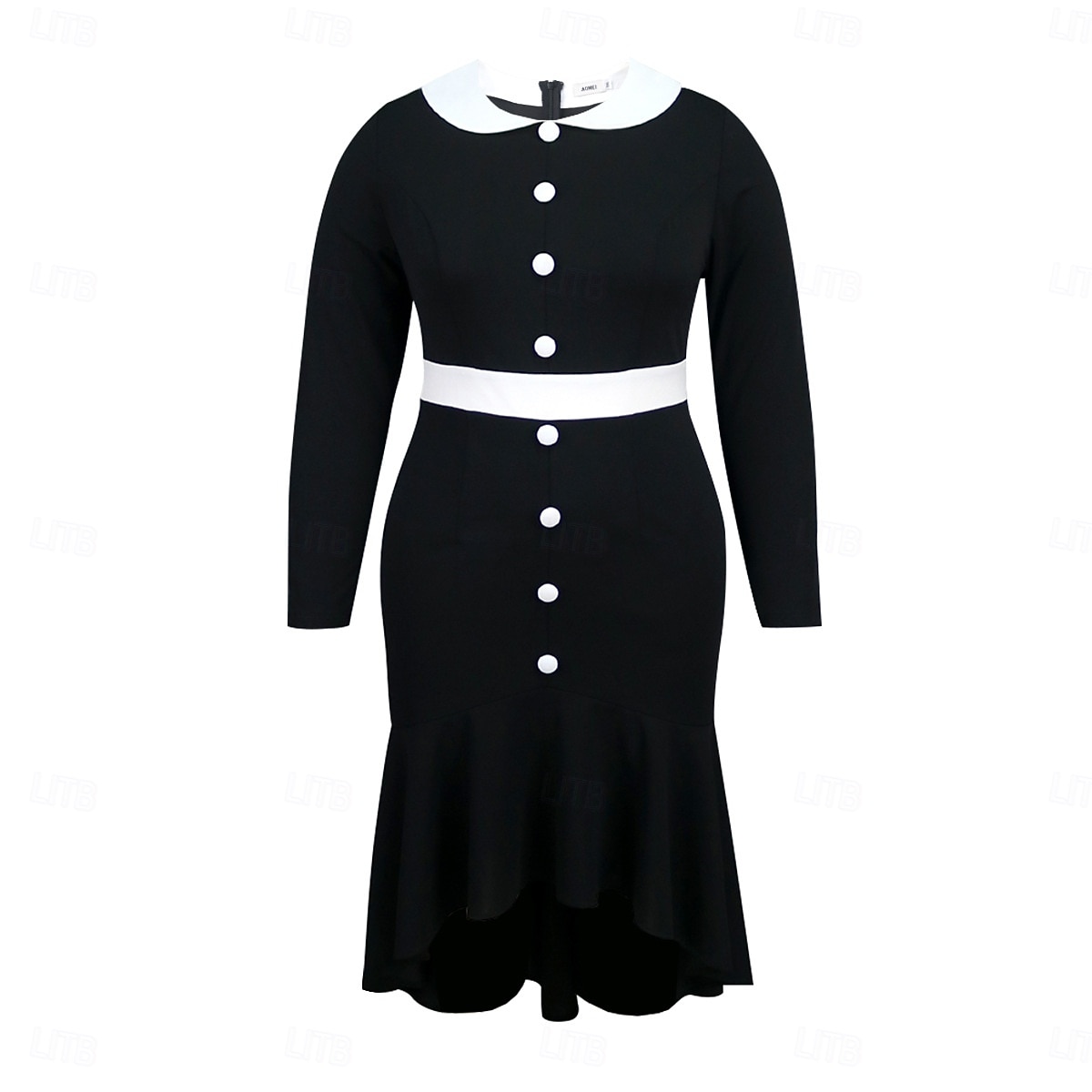 Retro Vintage 1950s 1960s Midi Mermaid Dresses Plus Size Ruffle Asymmetric Hem Fit and Flare Fancy Dress Women's Formal Party & Evening Retro Theme Party Adults' Dress Spring Fall & Winter 2025 - $47.99 –P1