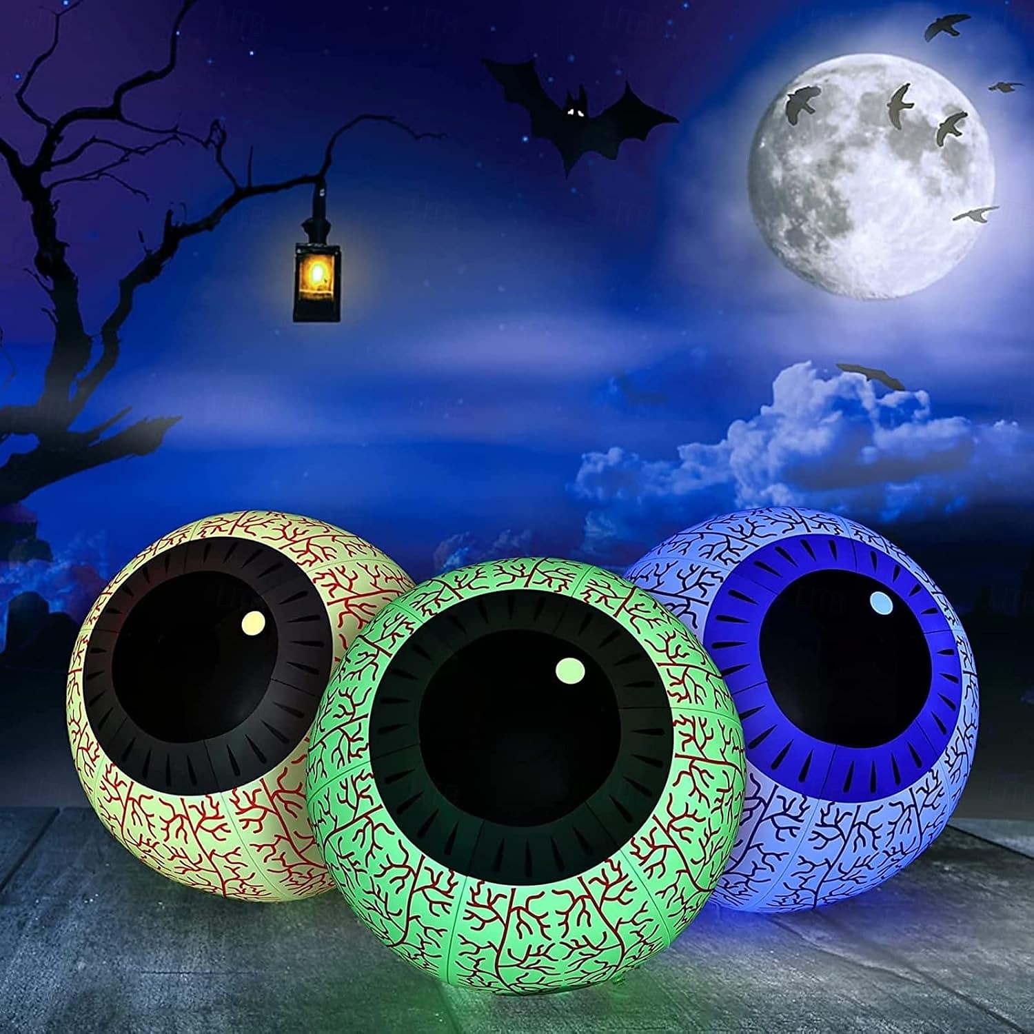 1 ks halloween 40/60cm nafukovací vzduchový model rgb oční dekorační lampa vnitřní a venkovní nádvoří zahradní párty hororová a podivná atmosféra dekorační světla 2025 - $15.99 –P22