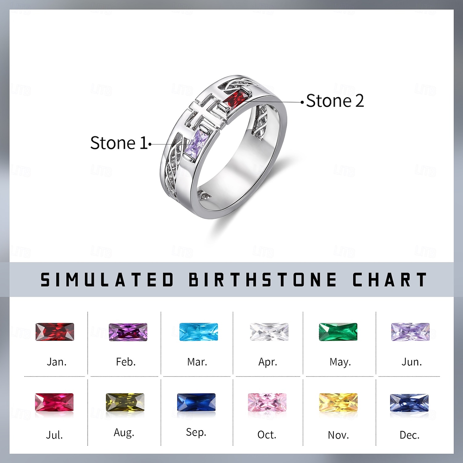 Personalized Birthstone Ring Custom Gift for Men, Custom Name Engraved Men's Ring, Perfect Gift for Dad Husband Boyfriend, Father's Day, Anniversary, Christmas, Valentine's Day 2025 - $21.99 –P5