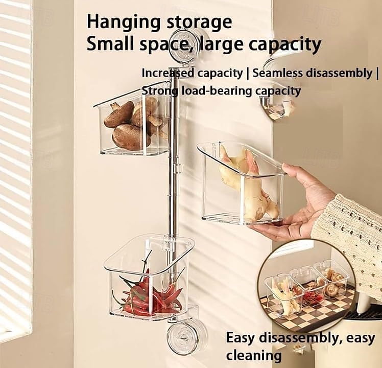 Suction Cup Wall Mounted Organizer Basket, Rotating Drill-Free Kitchen Storage Rack for Garlic Ginger Spice, Bathroom Hanging Storage Bin for Shower and Toiletries 2025 - $21.99 –P5