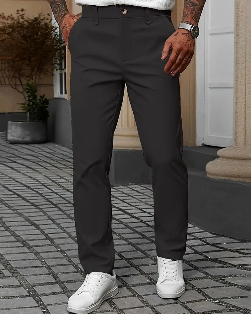 Hombre pantalones de traje Pantalones Chinos Bolsillo Botones Plano Comodidad Formal Fiesta Trabajo Moda Estilo clásico Negro Blanco Microelástico 2025 - $22.99 –P15