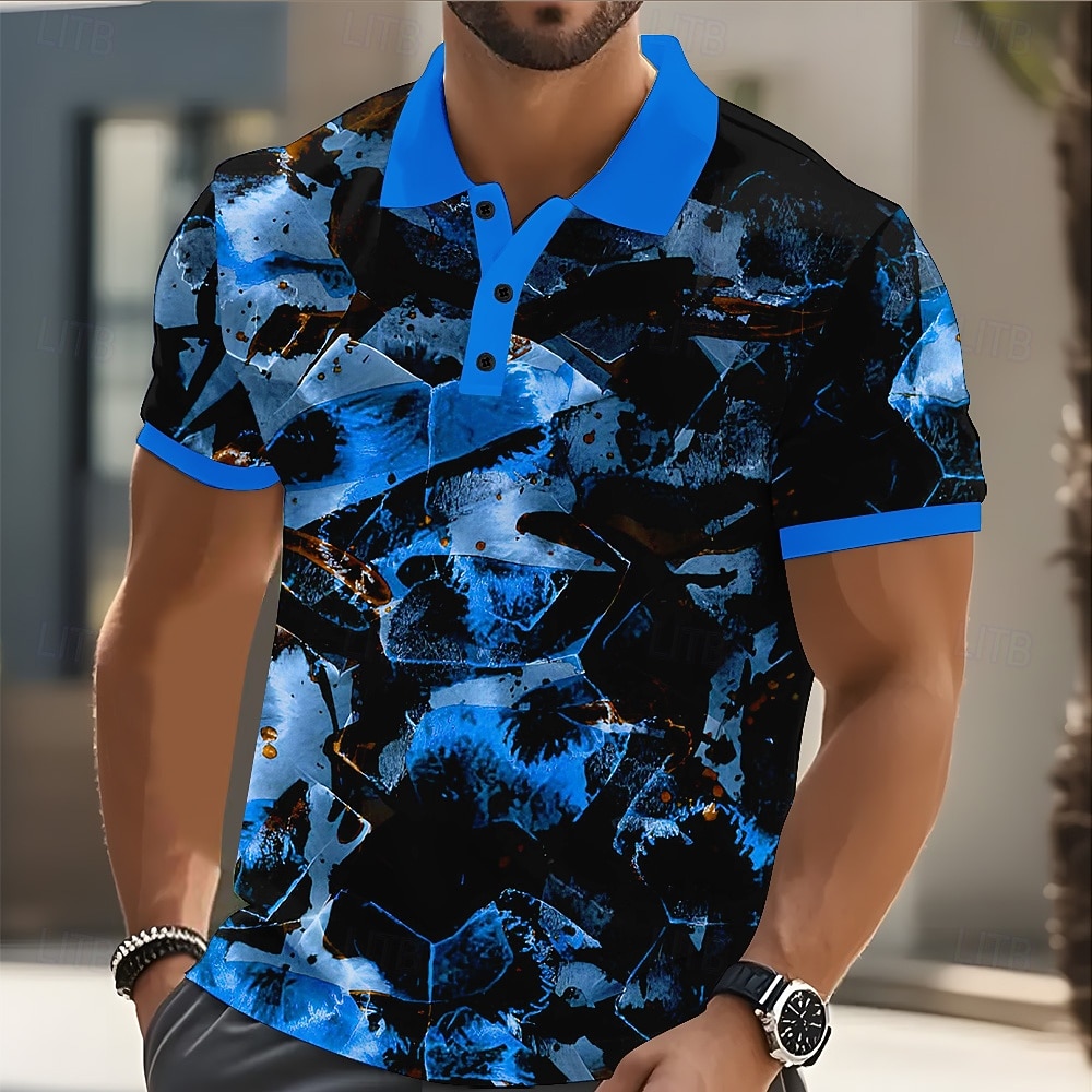 Homme Géométrique Abstrait Polo Manche Courte Polos Chemises à Col Occasionnel Athleisure Tenue quotidienne Impression 3D Boutons Été Rouge Bleu Violet de 2026 ? $21.99 –P2