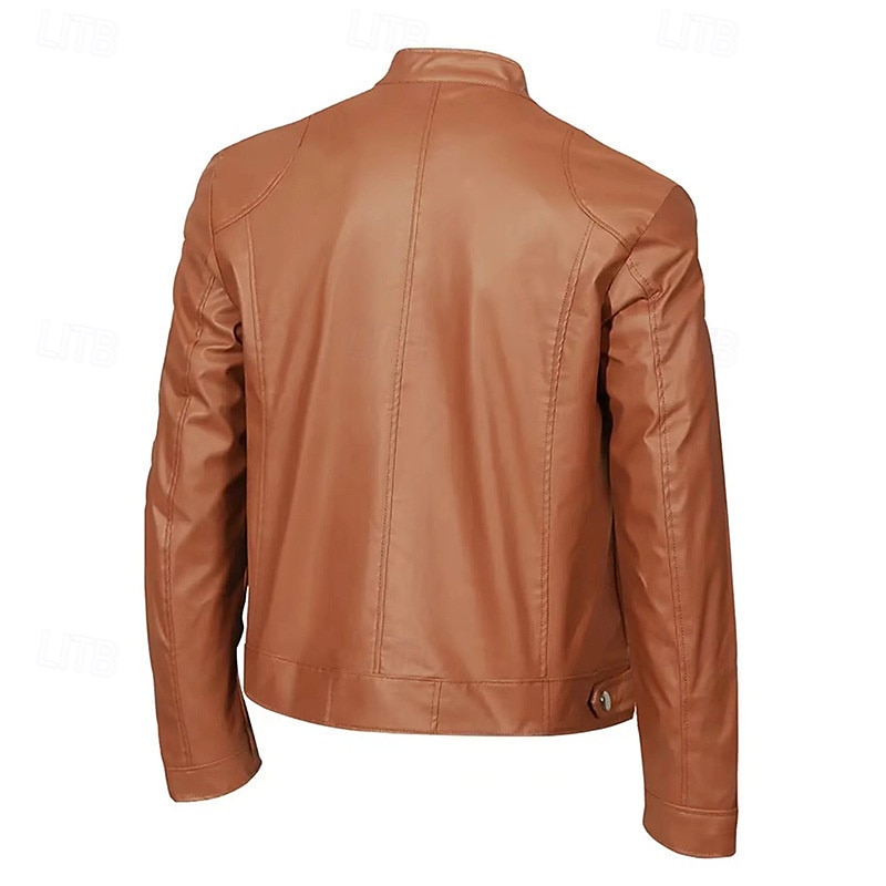 Homme Veste en Similicuir Veste moto Blouson de Moto Vacances Quotidien Coupe-vent Chaud Fermeture éclair Automne Hiver Uni Mode Classique Col montant Régulier Noir Rouge Bleu Roi Bleu Vert foncé de 2025 ? $44.99 –P10