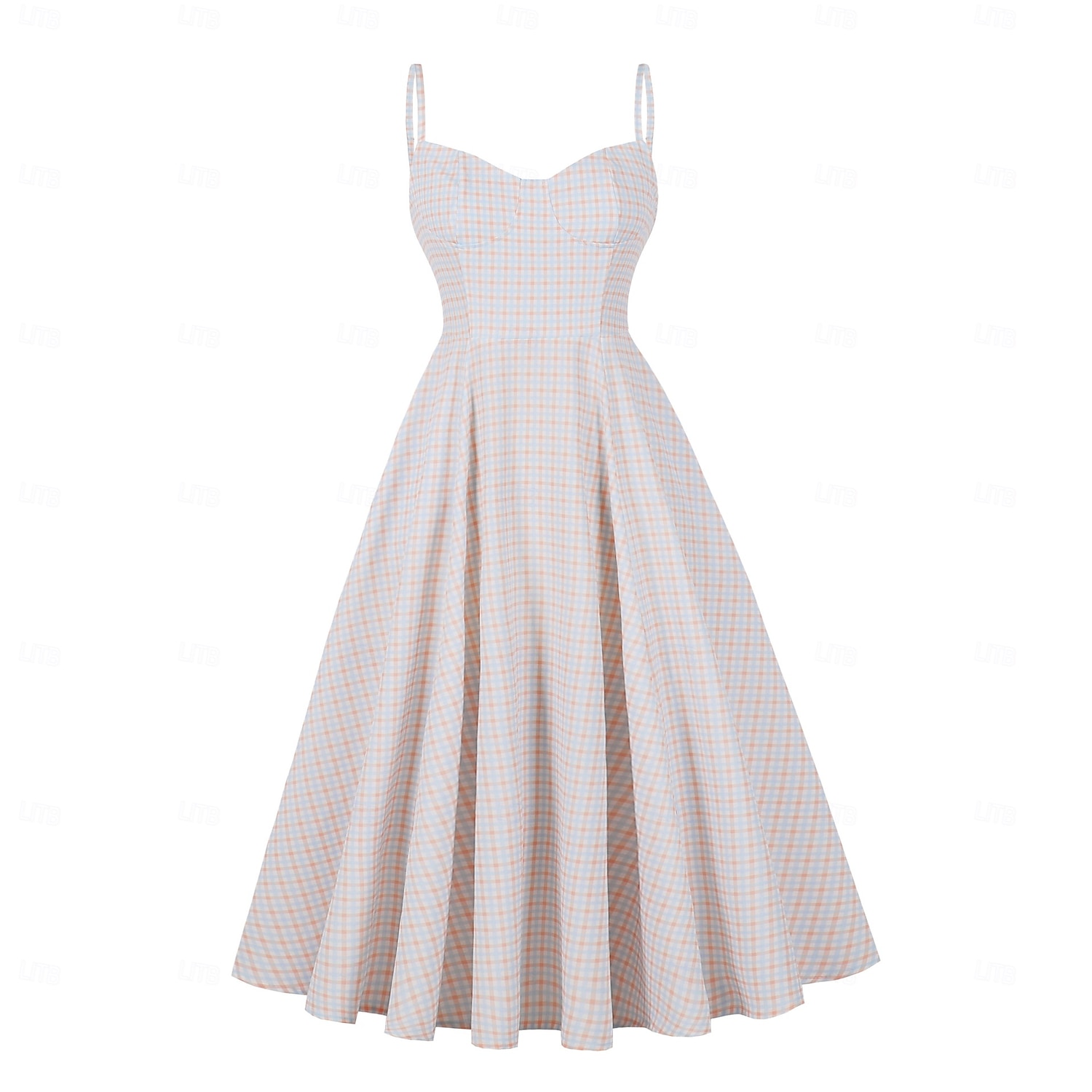 Retró 1950-es Rockabilly Déli Flapper ruha Swing ruha Spagetti szíj Fit and Flare Zsebekkel Kockás Női Álarcos mulatság Vakáció Hétköznapi Retro témájú buli Felnőttek Ruha Tavaszi nyár 2025 - $36.99 –P1