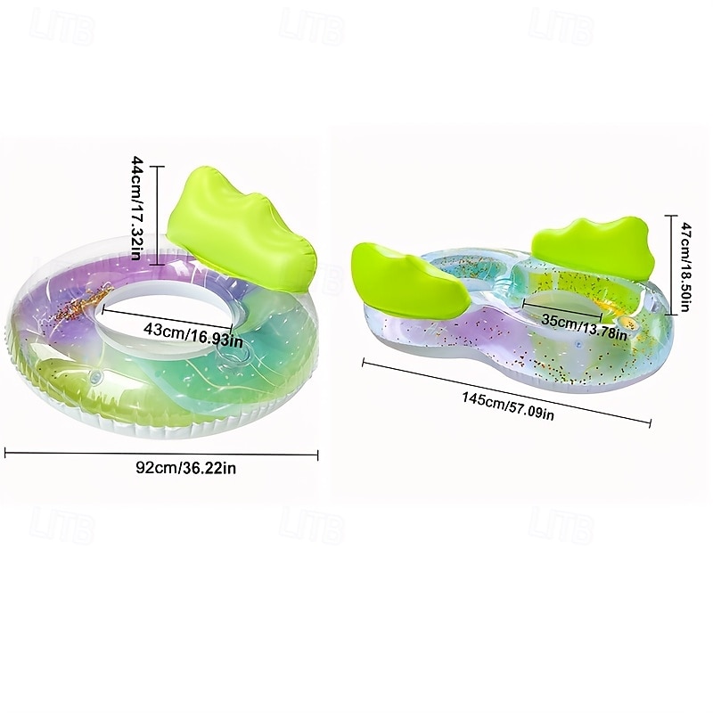 2-Person Inflatable Cloud-Shaped Swimming Ring with Built-in Backrest and Cup Holders - Durable PVC Material Vibrant Green Design for Pool Fun Pool Floats 2025 - $66.99 –P4