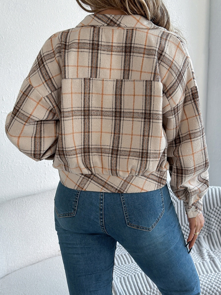 Dámské Košile Bunda Neformální bunda Pohodlné Prodyšné Knoflíky Tisk Na běžné nošení Pléd Dovolená ulice Ležérní Denní nošení Jednořadé Krátké Stojáček Běžný Dlouhý rukáv Svrchní oděvy Světlá růžov 2025 - €33.99 –P15