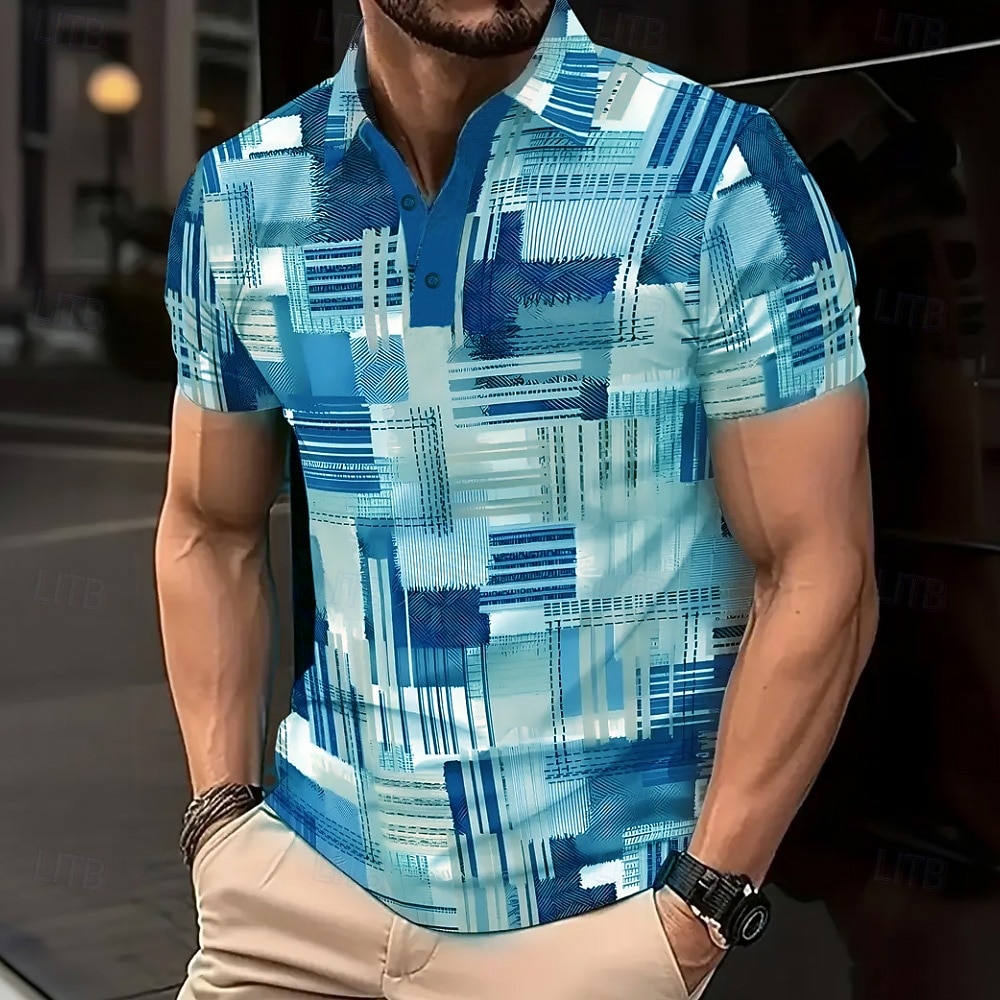 Men's Color Block Polo Short Sleeve Polo Shirts Collared Shirts Casual Athleisure Buttons Summer Blue Navy Blue Purple 2026 - $21.99 –P5