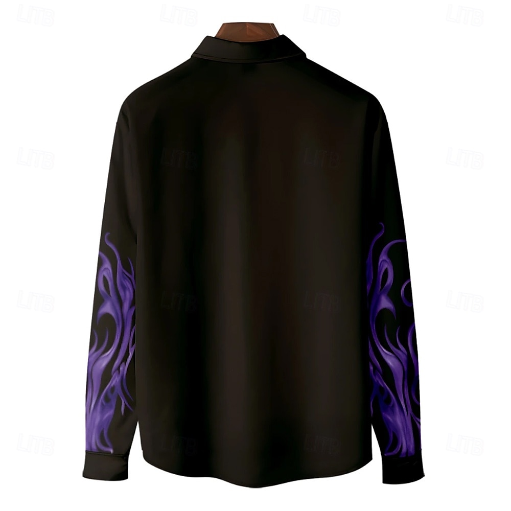 Hombre Fuego Traje de Halloween Día de los muertos Camisa Abotonar la camisa Camisa de vestir informal Manga Larga Moda informal Vacaciones Diario Ropa de calle Verano Primavera Cuello Vuelto 2025 - $25.99 –P2