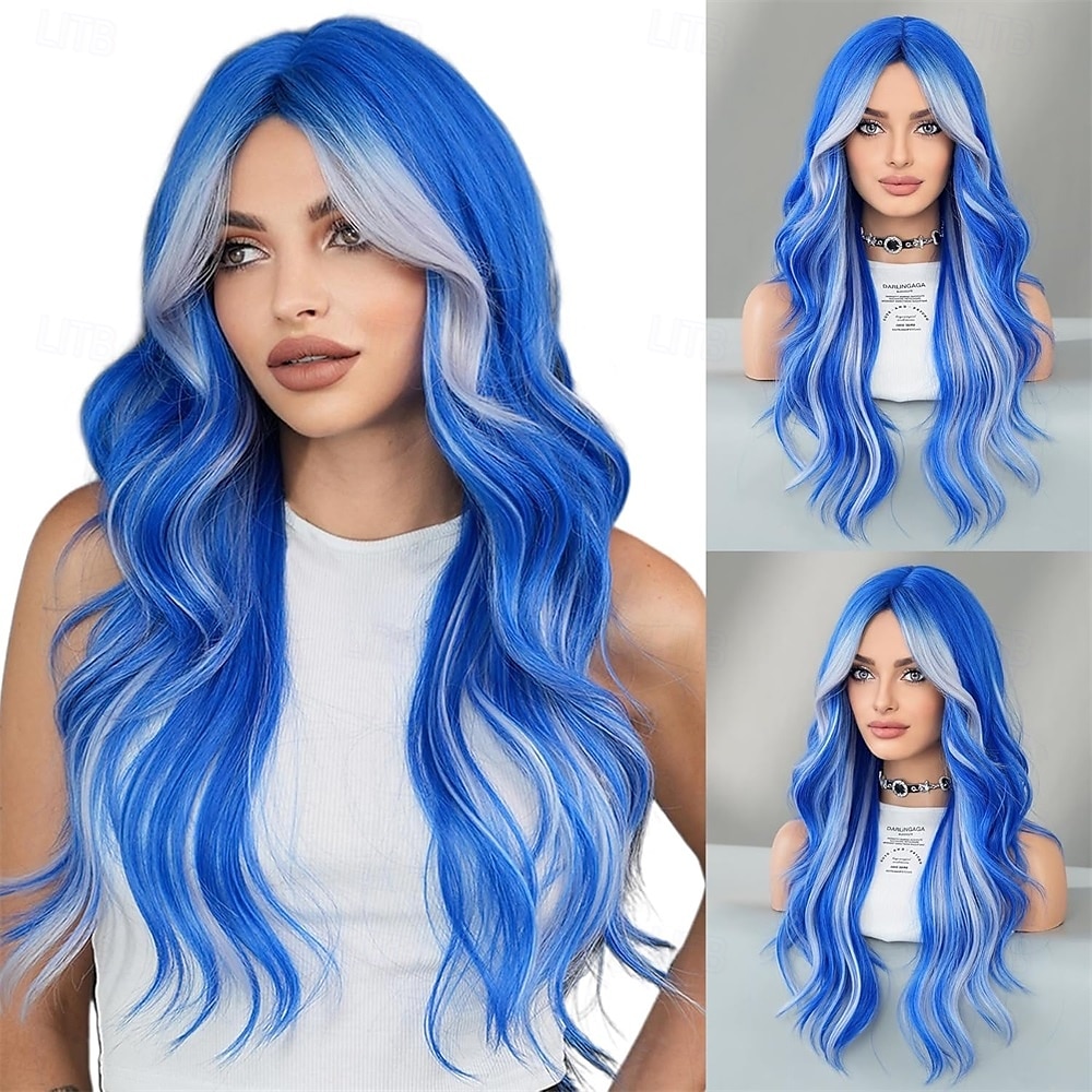 Perruque synthétique longue ondulée à reflets noirs et rouges avec frange rideau de 26 pouces, résistante à la chaleur et aux racines foncées, pour femme, idéale pour Halloween, cosplay ou fête. de 2025 ? $26.99 –P5
