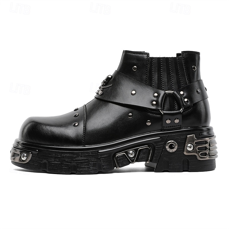 Per uomo Stivali Stivali da biker Camminata Vintage Casual Britannico Microfibra Confortevole Antiscivolo Caldo Stivaletti Mocassino Fascia Elastica Nero Argento Autunno Inverno del 2026 a $99.99 –P2
