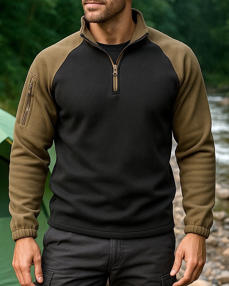 Hombre Sudadera con un cuarto de cremallera Manga Larga Escote Chino Camiseta Al aire libre Mantiene abrigado Elastán camuflaje Verde Ejército Azul Oscuro Tenis Rutina de ejercicio Corriendo 2025 - $24.99 –P1