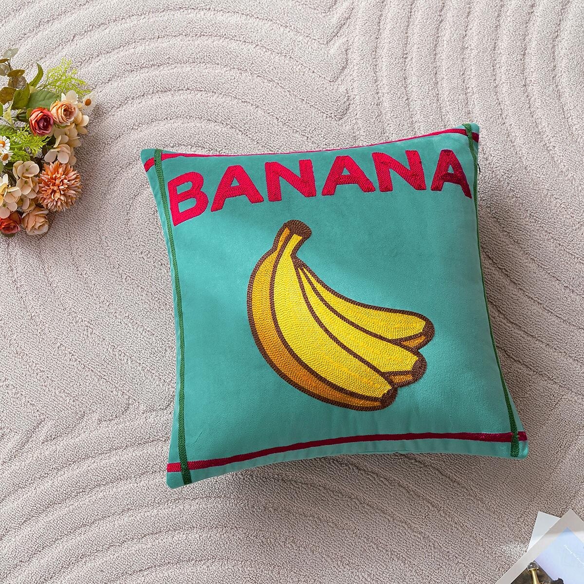 1 federa per cuscino con motivo a frutta, ricamo boho casual quadrato con cerniera tradizionale classico del 2025 a $15.99 –P1