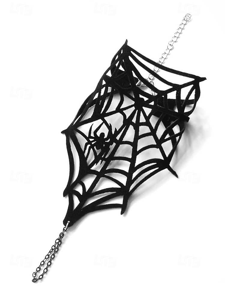 Damen-Halloween-Handarmband mit Spinnennetz – schwarze Gothic-Handkette aus Polyester mit Spinnendesign für Kostümpartys und Cosplay 2025 - $9.99 –P5