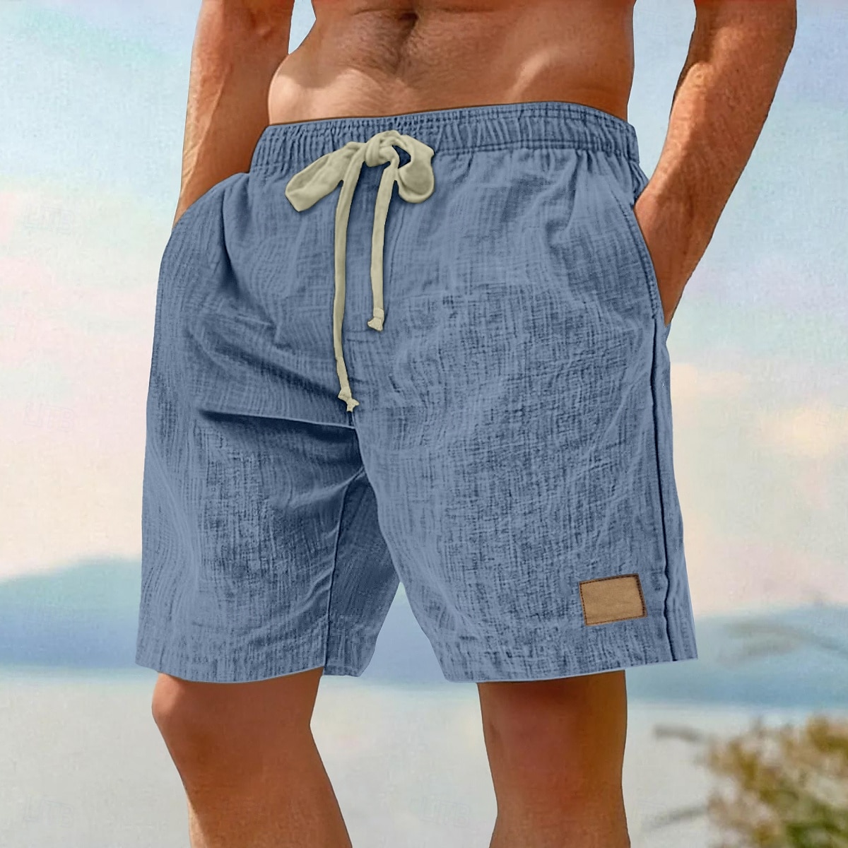 Herr Shorts Sommarshorts Beach Shorts Ficka Elastisk midja Snörning Slät Komfort Andningsfunktion Knelängd Semester Helgdag Strand Semester Hawaiisk Svart Rodnande Rosa Oelastisk 2025 - $21.99 –P6