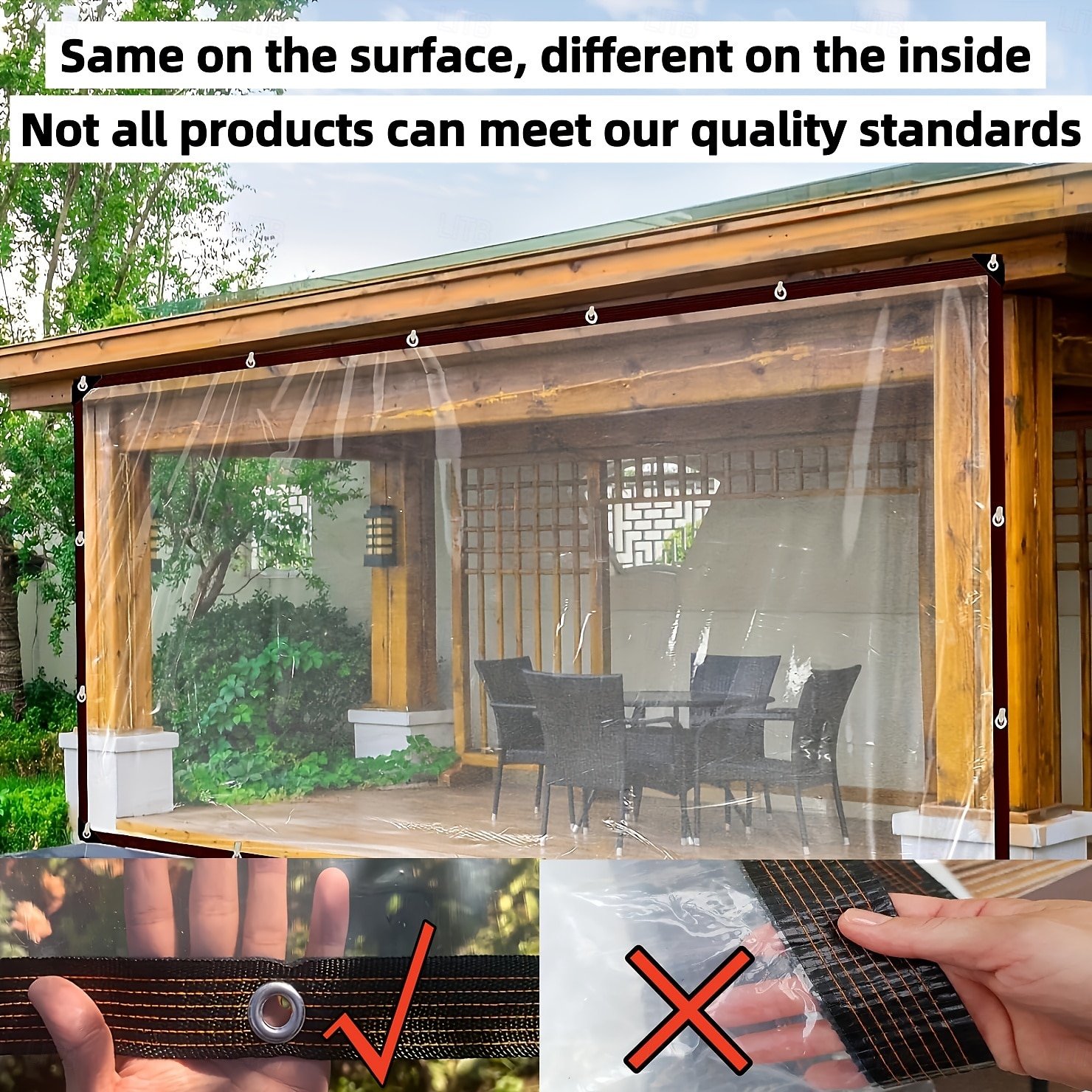 Prelată impermeabilă transparentă, husă impermeabilă, material îmbunătățit de înaltă calitate, cu margini rezistente la rupere, pentru camping în aer liber, terasă, picnic, carport, grădină, balcon și 2026 - $44.99 –P3