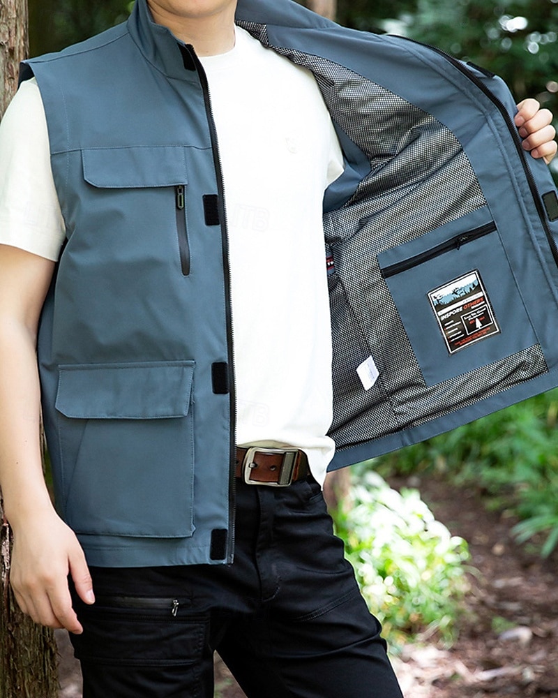 Per uomo Gilet All'aperto Quotidiano Moda Casual Primavera Autunno Tasca Poliestere Confortevole Semplice Cerniera Collo alla coreana Vestibilità regolare Nero Rosso Blu Cachi Gilet del 2025 a $48.99 –P6