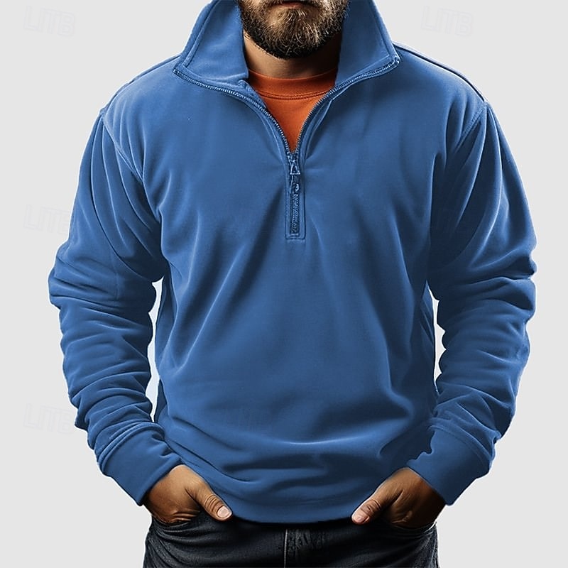 Homme Sweat-shirt Sweat-shirt quart de fermeture éclair Noir Blanche Rose Claire Bleu Kaki Demi-zip Uni Fermeture éclair Sport & Loisir Quotidien Fête Polyester Streetwear Basique Occasionnel de 2026 ? $32.99 –P6