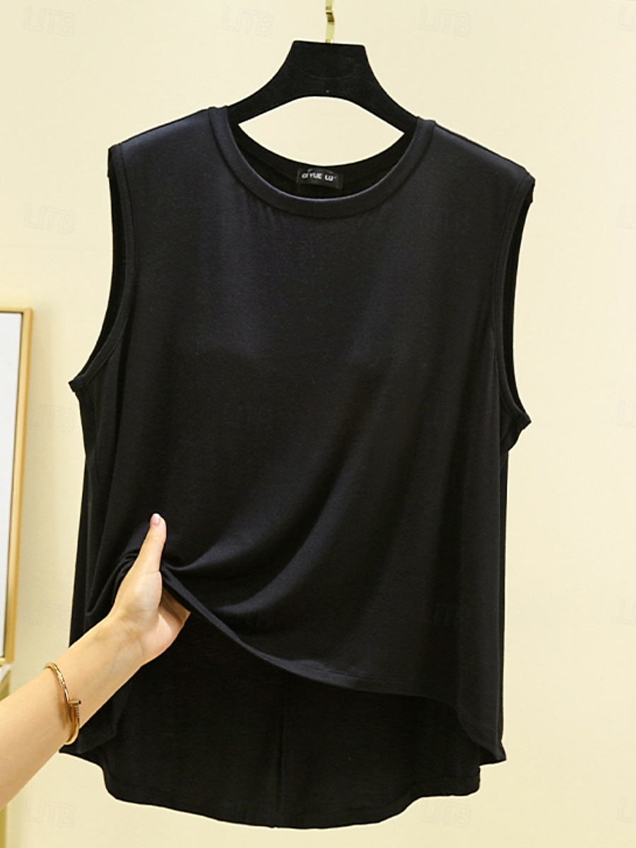 Női Camisole Tank Top Tömör szín Napi Alkalmi Ujjatlan Terített nyak Normál felsők Napi Fekete Arcpír rózsaszín Bíbor Lóhere Khakizöld Nyár Tavasz 2025 - $14.99 –P11
