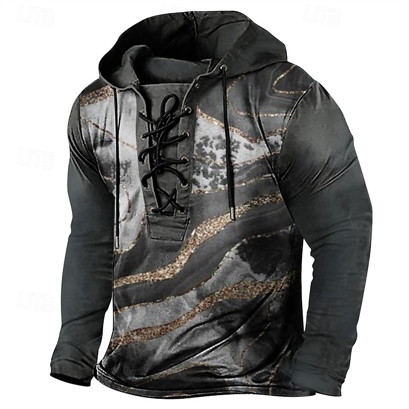 Bărbați Tricou Tricouri Tee Top Tricou cu maneca lunga Manșon Lung Capișon Primăvară Toamnă Imprimeu Epocă Designer De Bază Cu Șiret Vacanță Stradă Ieșire Roșu-aprins Mov Maro Top tricou pentru 2025 - $36.99 –P1