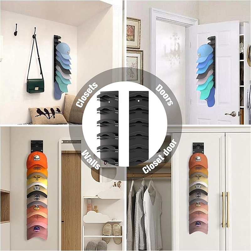 2 Packs Hat Organizer for Baseball Caps, Hat Rack for Wall with Strong Adhesive Hold up to 20 Hats, Hat Hanger Holder Display for Door Closet, Cap Organizer Storage Multilayer Two Mounting Option 2025 - $17.49 –P6
