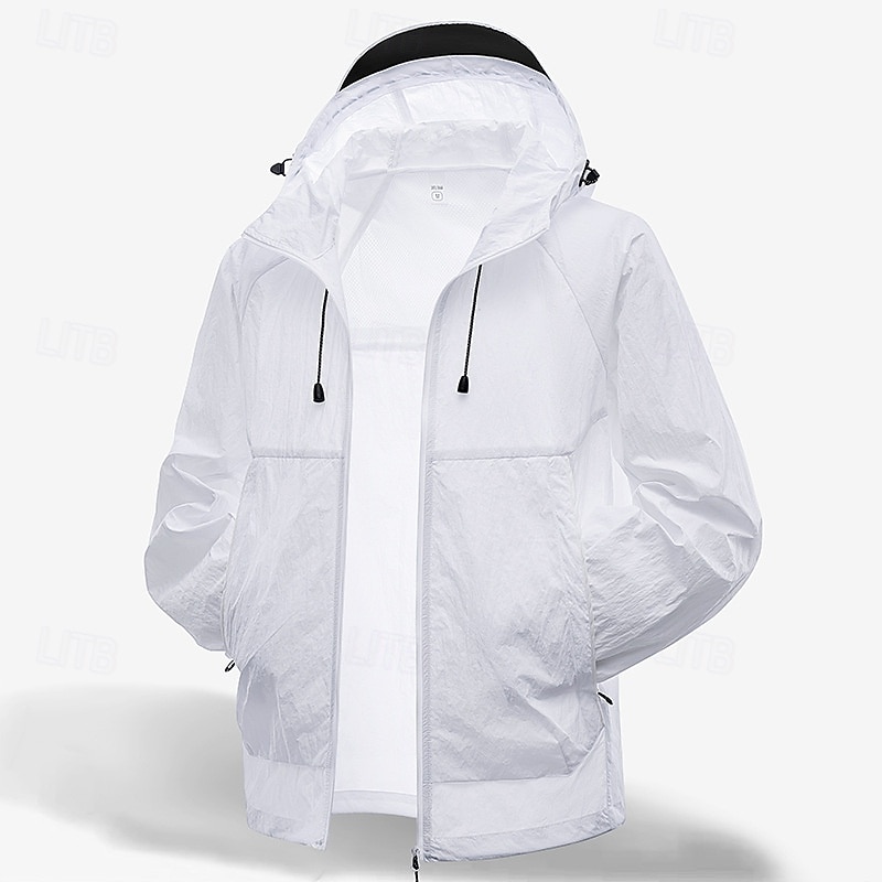 Herren Leichte Jacke Outdoorjacke Hautjacke Freizeitjacke Urlaub Täglich UPF50+ Windjacke Tasche Sommer Frühling Einfach Mode Klassisch Mit Kapuze Regulär Schwarz Elfenbein Hellgrün Orange Grün Jacken 2026 - $34.99 –P9