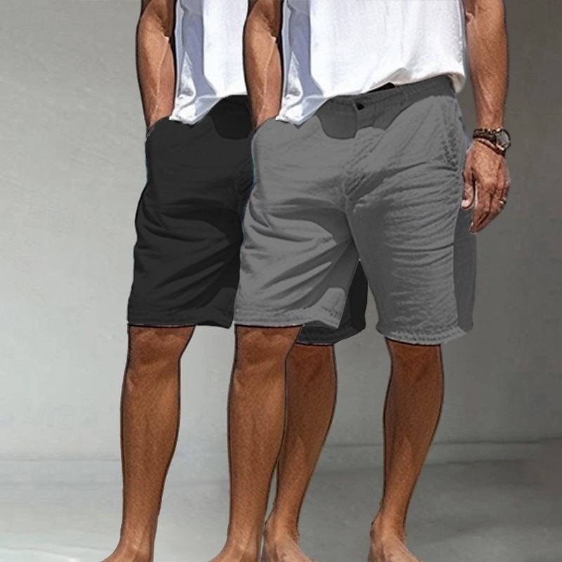 Per uomo Shorts Shorts di Lino Shorts eleganti Pantaloncini Estivi Shorts da Spiaggia Tasca Bottoni Gamba Dritta Semplice Comodità Traspirante Lunghezza al ginocchio Casuale Quotidiano Ferie Vacanza del 2025 a $27.99 –P9