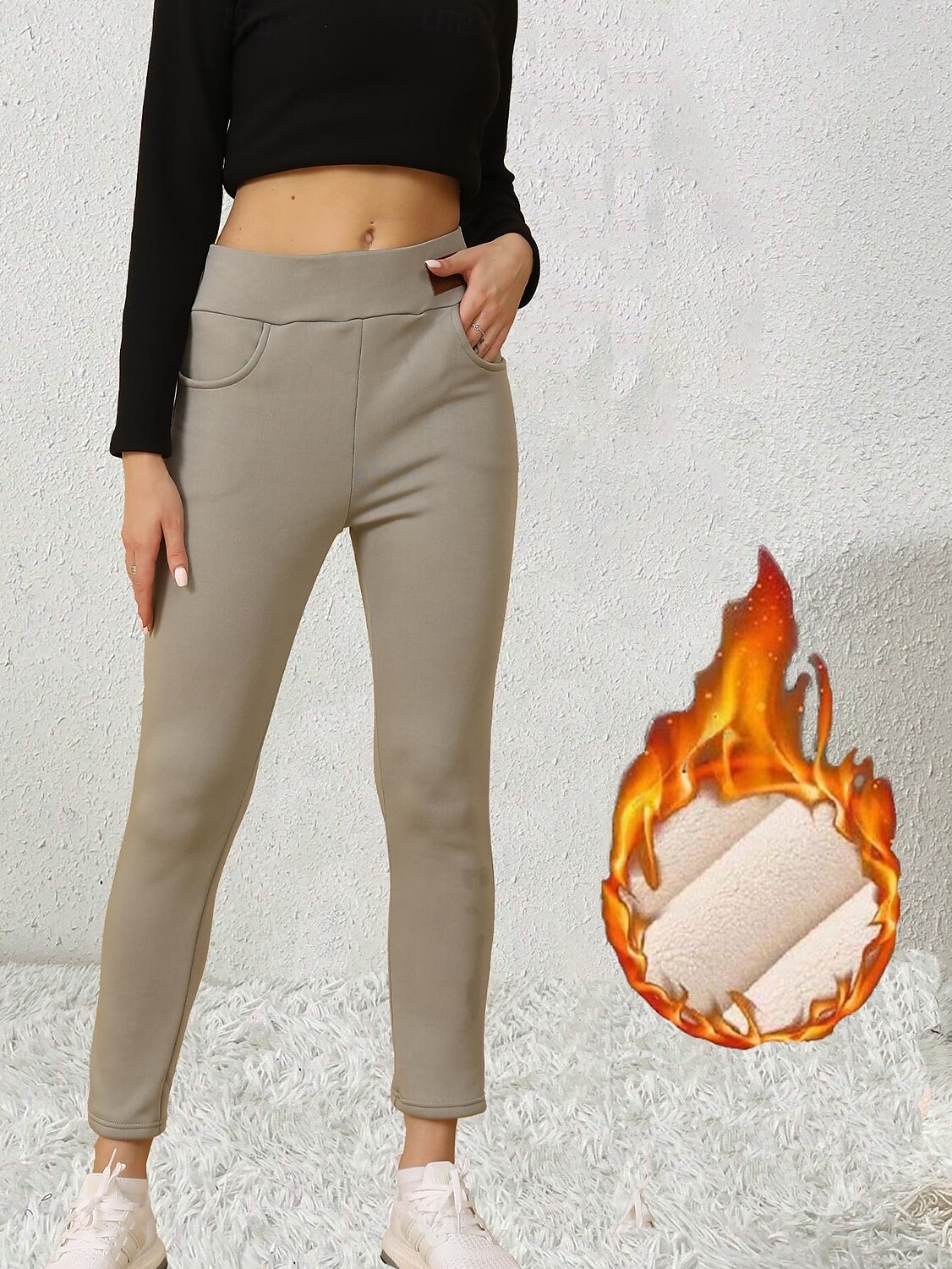 Femmes Taille EU / US Collants Élégant Athleisure Longueur complète Taille Haute Couleur Unie Tricoté Basique Confortable Doux Épaissir Micro-Élastique Sport & Loisir Décontracté Quotidien Gris clair de 2025 ? $17.99 –P4