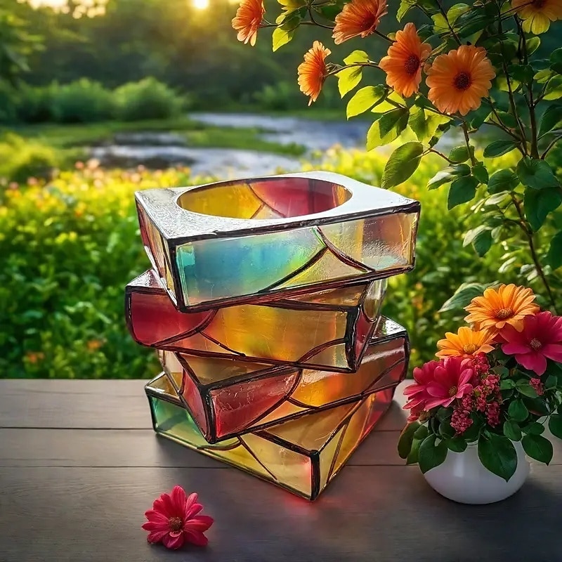 halmozott könyves virágcserép 3/4 rétegű könyvespolc virágtartó gyantából készült könyv alakú vázák beltéri és kültéri dekorációhoz ideális ajándék könyvbarátoknak, íróknak, tanároknak 2026 - $36.99 –P6