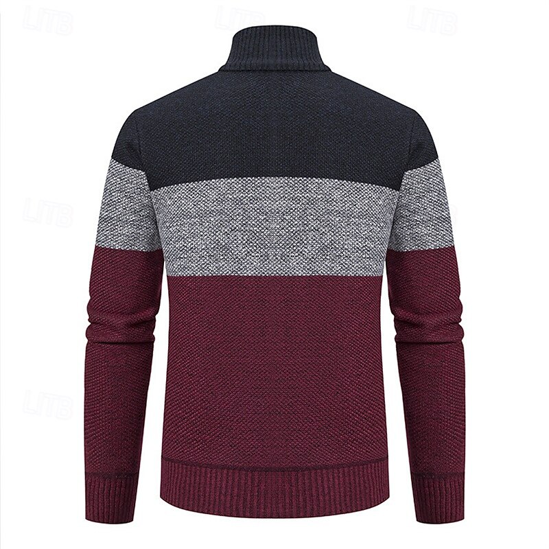 Herren Strickjacke Kurzer Pullover Reißverschluss-Pullover Strickpullover Gerippt Stricken Normale Oberteile Patchwork Fleece Farbblock Stehkragen Mode Klassisch Urlaub Alltagskleidung Bekleidung 2025 - $24.99 –P6