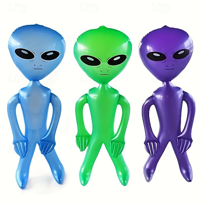 3 figuras inflables alienígenas coloridas para decoración festiva de Halloween con calabazas y telarañas. &Linternas de 85 cm/33,5 pulgadas: perfectas para celebraciones espeluznantes, de plástico 2025 - $27.99 –P12