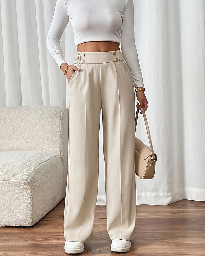 Per donna Gamba larga Pantaloni Pantaloni Palazzo Moda Streetwear Lunghezza intera Vita Alta Semplice Tasca Elastico in vita Traspirabilità Confortevole Streetwear Abbigliamento quotidiano Uscire del 2025 a $22.99 –P4