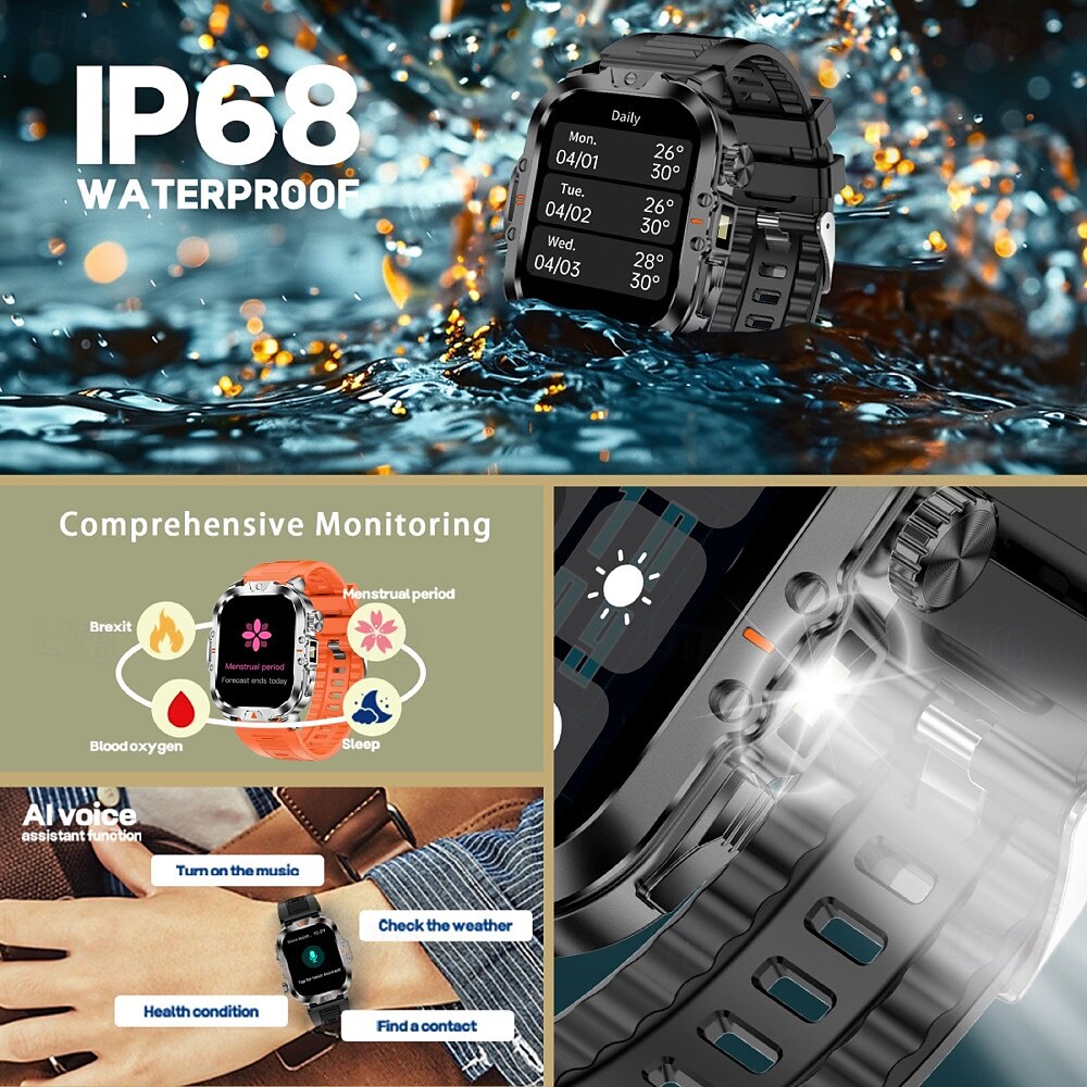 Relógio inteligente 2,01 polegadas smartwatch fitness relógio de corrida bluetooth pedômetro lembrete de chamada rastreador de atividades compatível com android ios homens longa espera à prova d'água de 2025 por $34.99 –P3