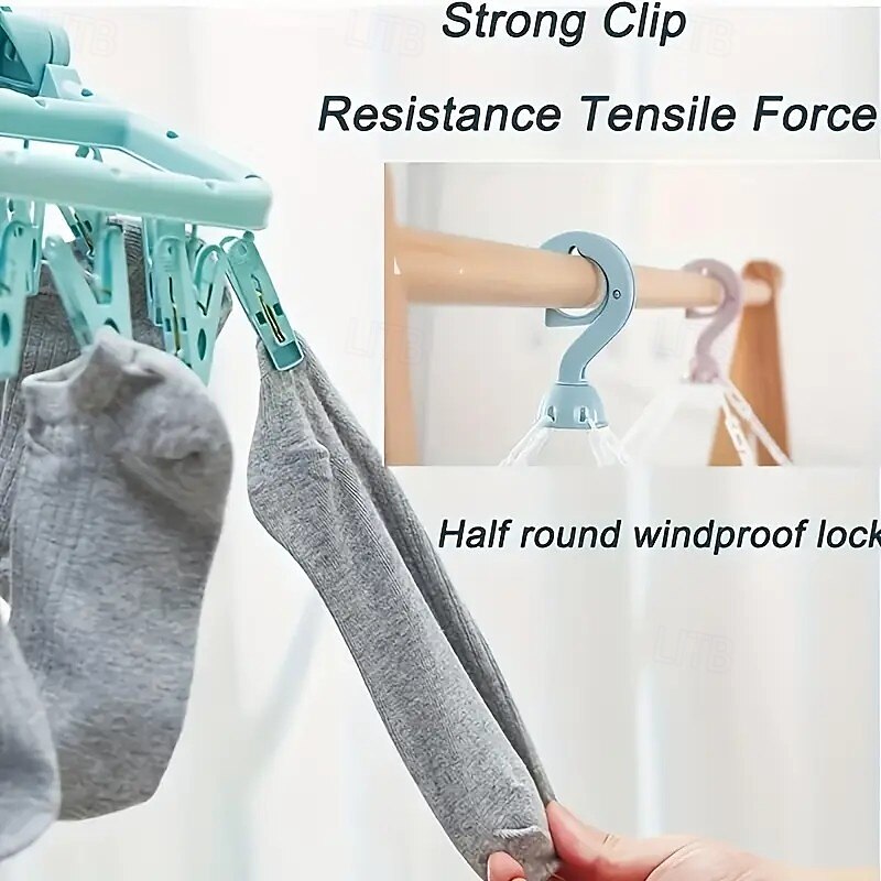 Appendiabiti girevole in plastica con 32 clip, stendibiancheria pieghevole salvaspazio per calzini e biancheria intima. &piccoli oggetti, accessori per lavanderia per camera da letto, bagno, armadio del 2025 a $19.99 –P7