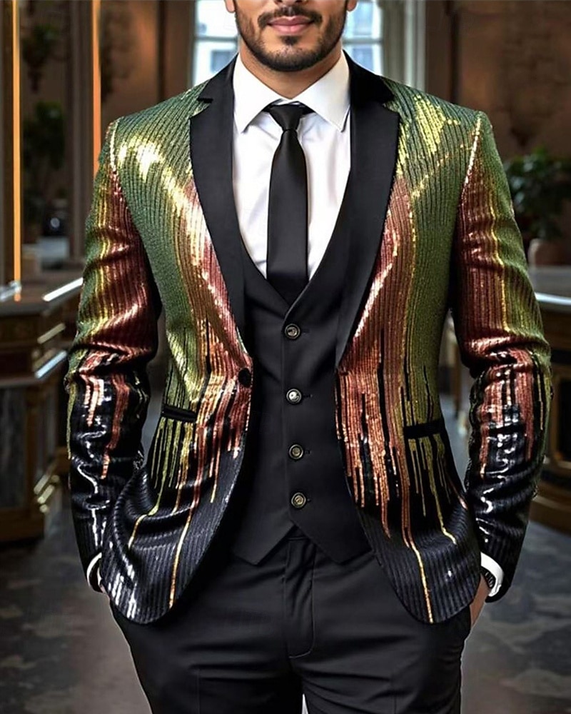 Homens Blazer O negócio Coquetel Festa de Casamento Moda Casual Primavera Outono Poliéster Gradiente Bolsos Botões Confortável Não Trespassado Jaqueta esporte Prata Azul Verde Escuro Roxo de 2025 por $67.99 –P17
