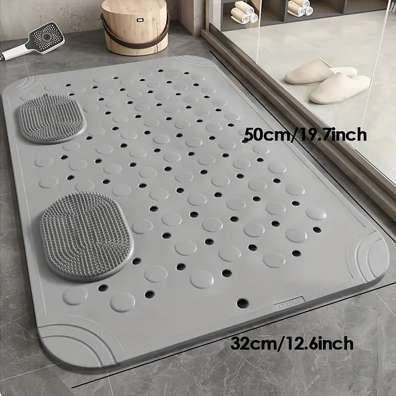 Tappetino da bagno antiscivolo con fori di drenaggio, comodo tappeto da doccia massaggiante, design rettangolare tinta unita per la casa &uso alberghiero del 2025 a $6.99 –P8