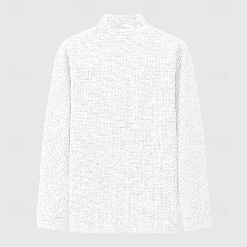 Hombre Camisetas polo con diseño de gofre Casual Cremallera de un cuarto Manga Larga Moda Cómodo Bloque de color Cerrar Bolsillo Otoño Primavera & Otoño Ajuste regular Blanco Negro Azul Naranja 2025 - $25.99 –P6