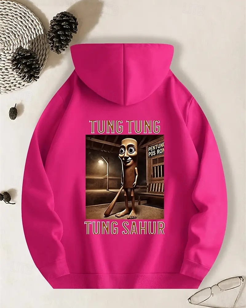 Pojkars avslappnad långärmad huvtröja med tung tung tung sahur-tryck vår höst mode streetwear barn 4-12 år huva utomhus daglig normal passform 2025 - $18.99 –P5