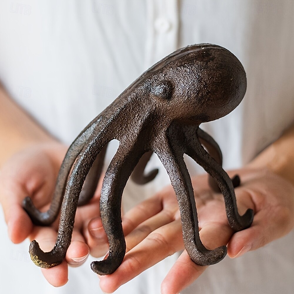versatile polpo in ghisa - statuetta decorativa a tema nautico porta telefono - statua artistica in metallo non necessita di elettricità per interni &uso esterno natale halloween ringraziamento san del 2025 a $24.99 –P1