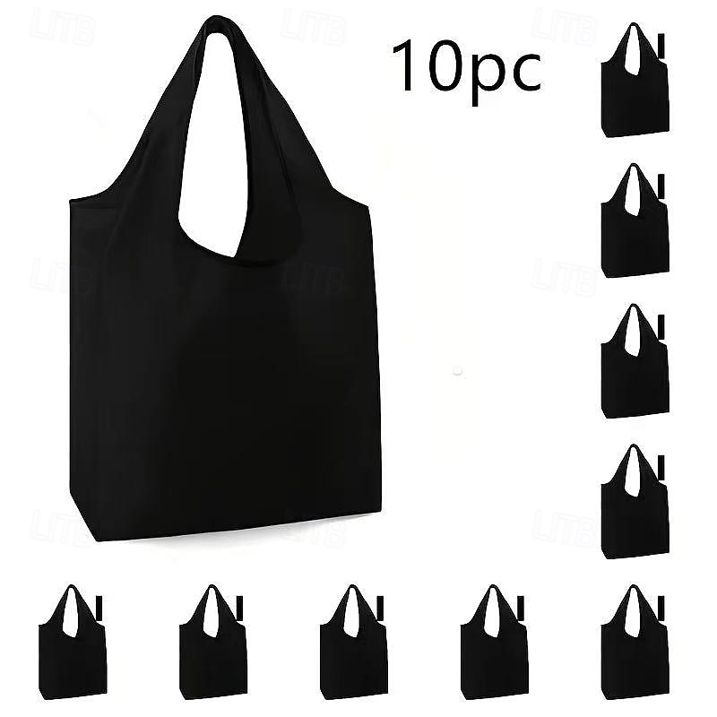 10 wiederverwendbare, faltbare Einkaufstaschen, strapazierfähige, waschbare Tragetaschen aus Polyester mit stabilen Griffen, leuchtende Farben, umweltfreundliche Einkaufstaschen für den täglichen 2025 - $18.99 –P7