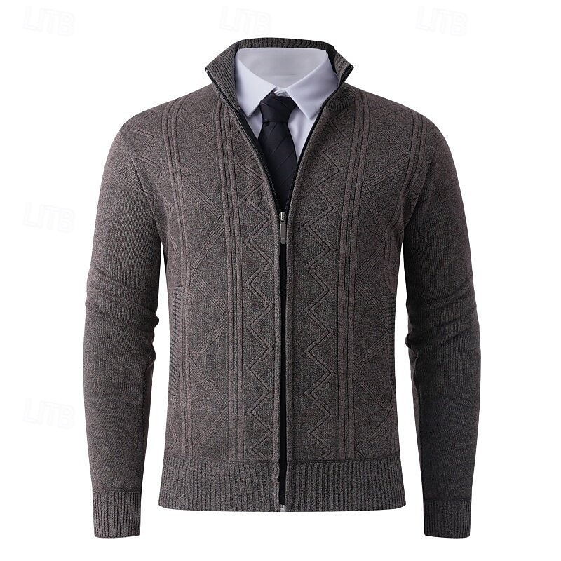 Homens Sueter Cardigan Suéter Cortado Suéter com zíper Suéter de malha Estriado Tricotar Tops regulares Tosão Tecido Colarinho Chinês Moda Clássico Férias Roupa Diária Roupa Outono Inverno Vermelho de 2025 por $24.99 –P13