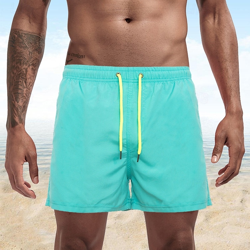 Homens Calção Justo de Natação Shorts de Natação Bermuda de Surf Tecido Secagem Rápida Respirável Cintura elástica Com Cordão Férias Praia Havaiana Casual Azul Lago Preto de 2025 por $13.99 –P11