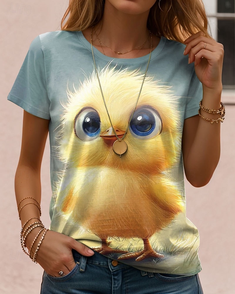 Pentru femei Tricou Imprimeu Grafic Rață Epocă Stilat Casual Manșon scurt Stil Nautic Topuri obișnuite Zilnic Sfârșit de săptămână Albastru piscină Vară Primăvară 2026 - $22.99 –P1