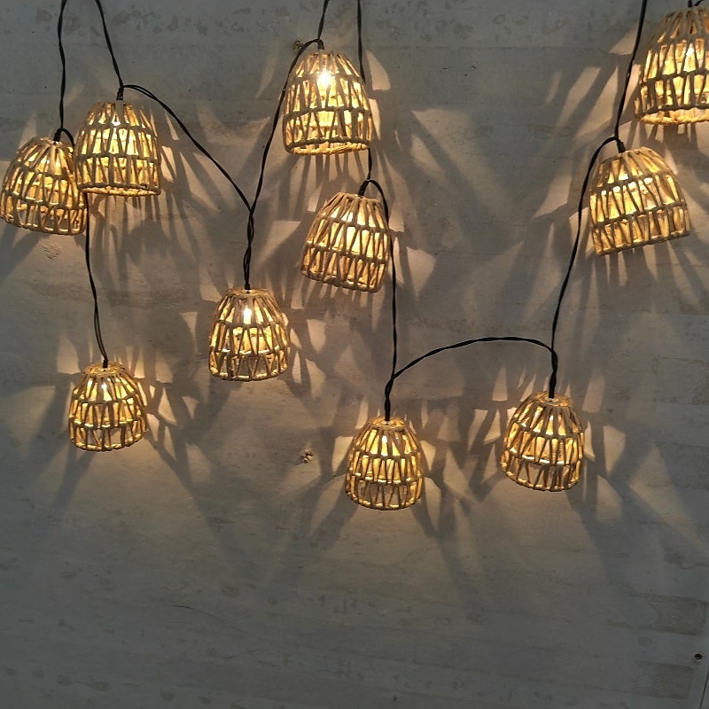 Lanterna in rattan intrecciata a mano con 10 lampadine a LED, luci decorative con spina per interni ed esterni, balcone, patio, giardino, matrimonio, camera da letto del 2025 a $41.99 –P6