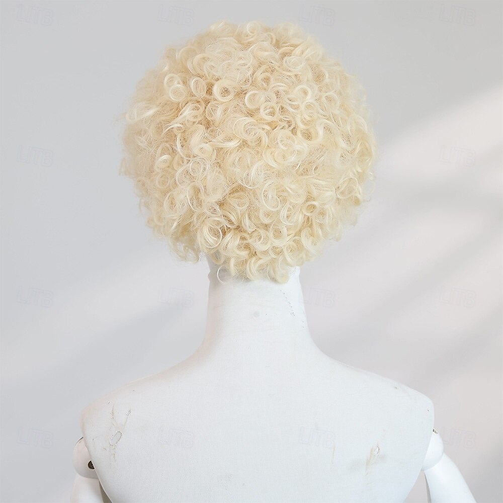 10‑Inch Gold African Curl Wig for Women – Full Bangs, Long Synthetic Hairpiece, Perfect for Halloween Cosplay & Party Looks 2025 - $28.99 –P5
