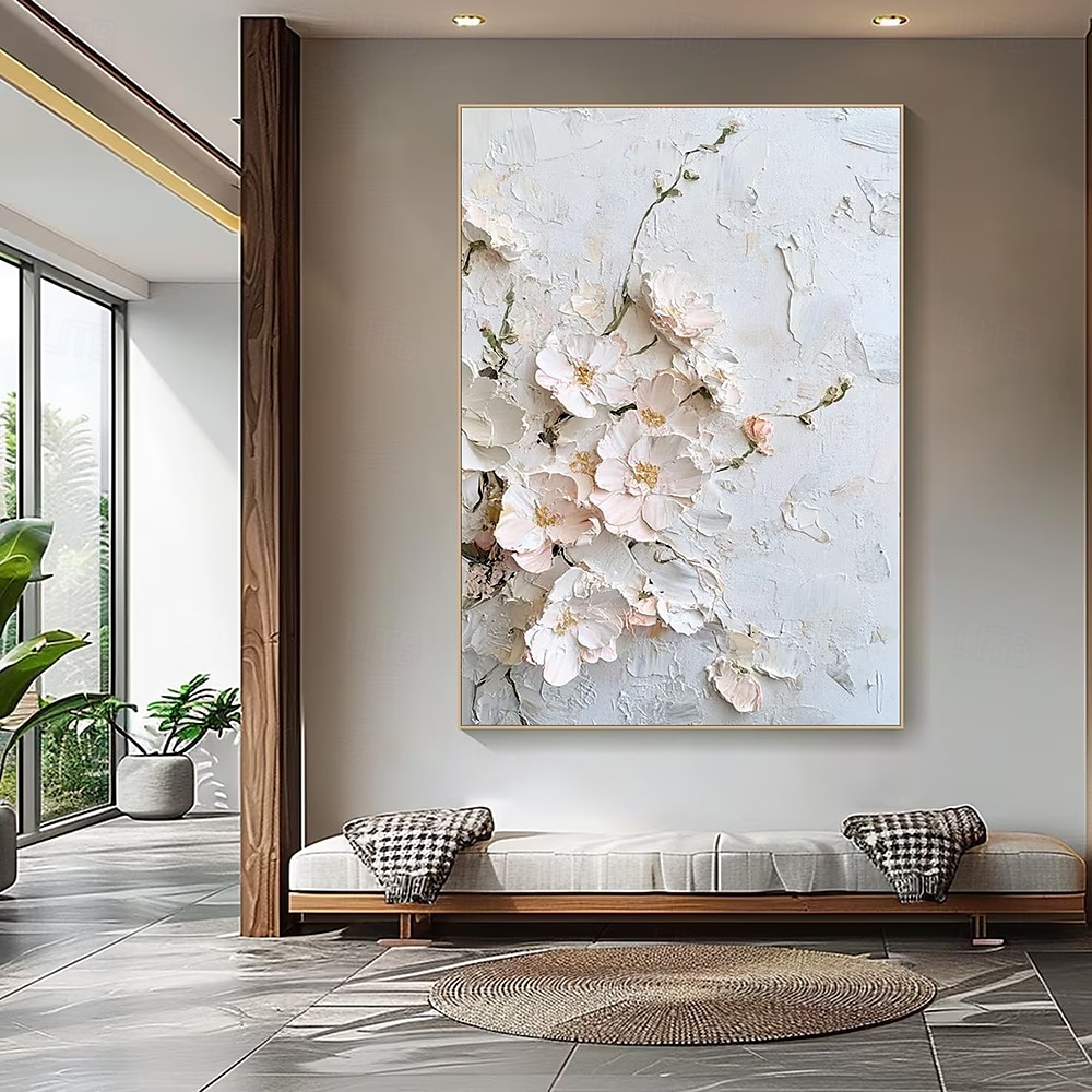 Mintura pinturas a óleo em tela com textura 3D feitas à mão, arte de parede, decoração, moderna, abstrata, imagem de flores para decoração de casa, pintura enrolada, sem moldura, não esticada de 2025 por $100.99 –P3