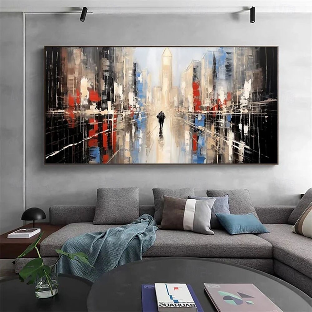 dipinto a olio di città fatto a mano, dipinto a olio dipinto a mano, arte murale, dipinto a olio dipinto a mano, maestoso dipinto a olio di Bridger su tela, tela arrotolata originale senza cornice non del 2025 a $175.99 –P5