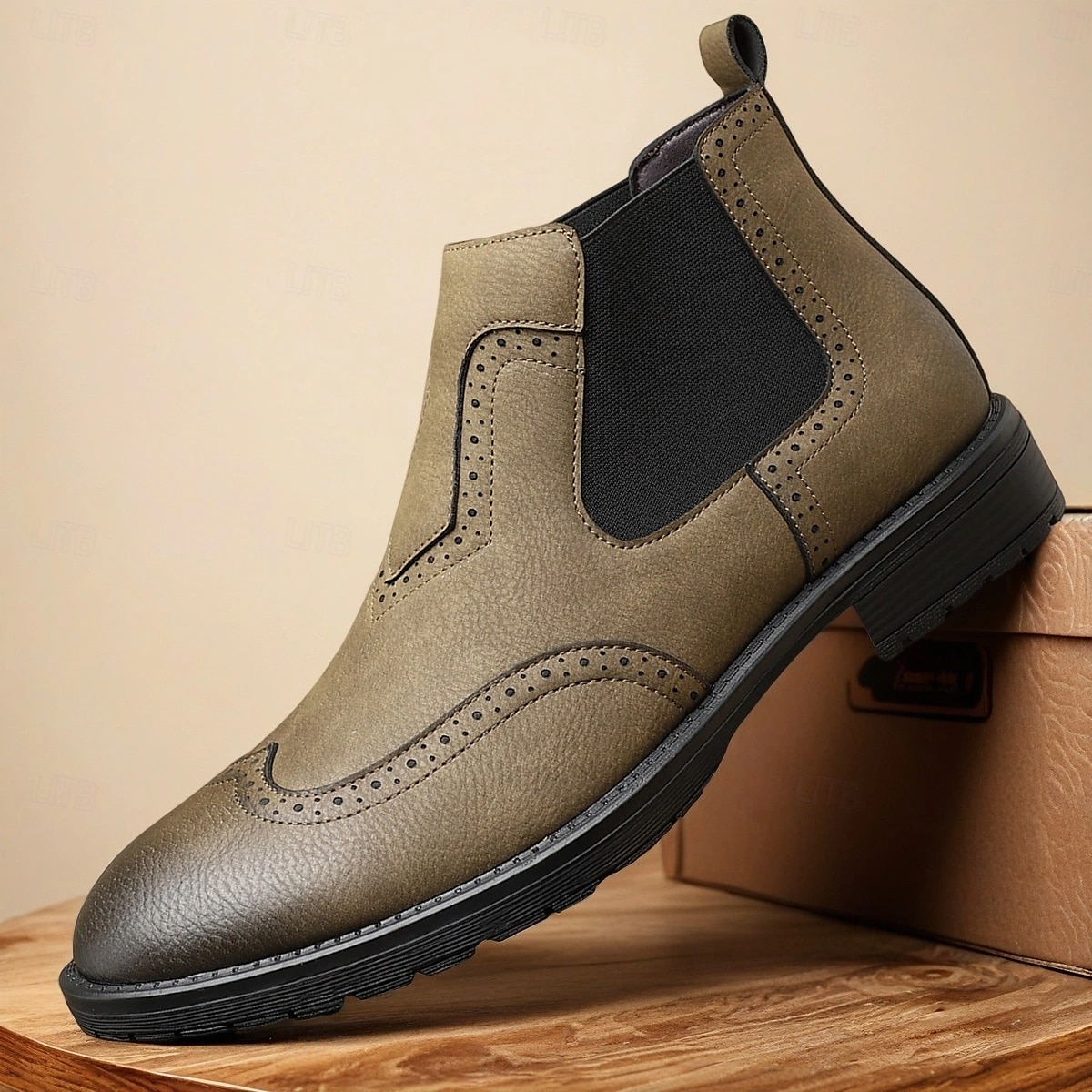 Homme Bottes Bottes Chelsea Marche ancien Occasionnel Britannique Cuir PU Confortable Antidérapant Chaud Bottines Mocassin Noir Marron Kaki Automne Hiver de 2025 ? $54.99 –P4